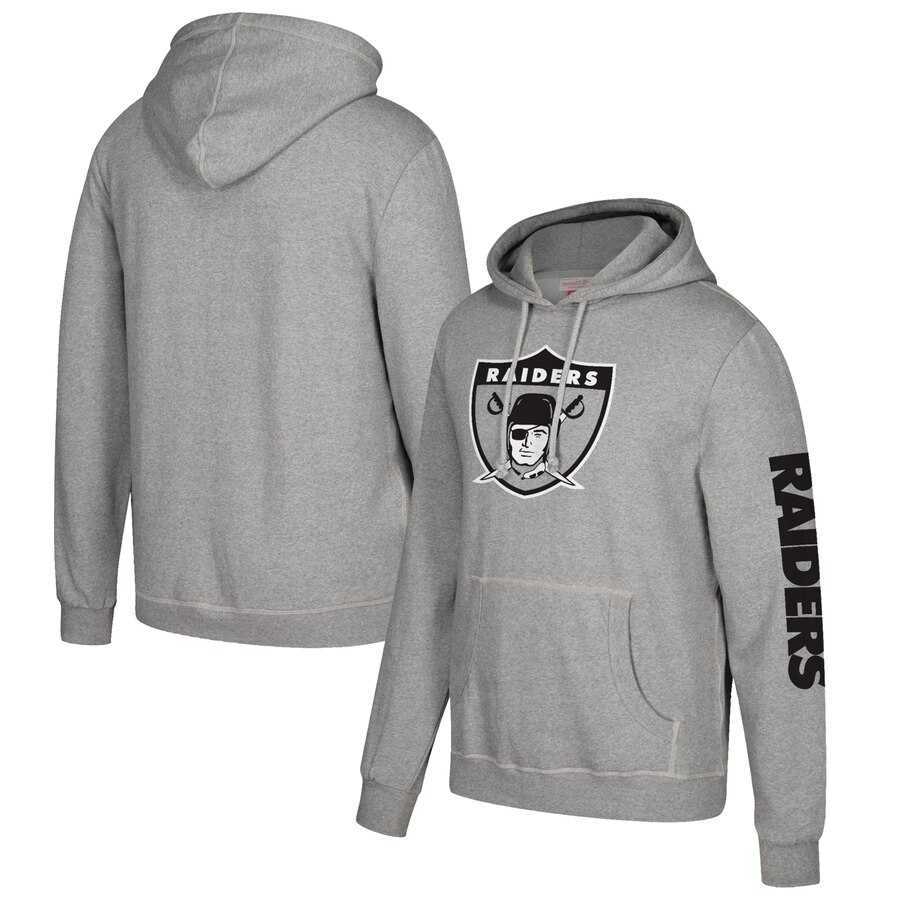 Oakland Raiders Mitchell & Ness Classic Team Pullover Hoodie Heathered Gray,We sell and wholesale Oakland Raiders Mitchell & Ness Classic Team Pullover Hoodie Heathered Gray on line form chian!